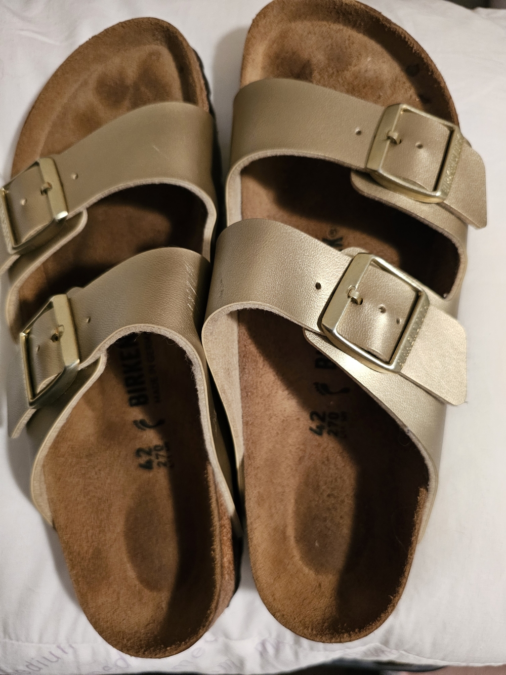 Birkenstock Arizona Two-Strap Sandals in Light Gold